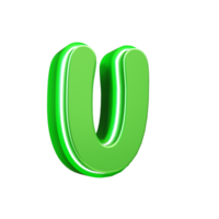 3d render green letter png
