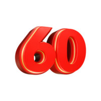 3d render red number png