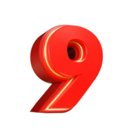 3d render red number png