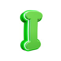 3d render green letter png