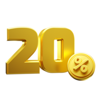 3d render gold percent png