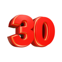 3d render red number png