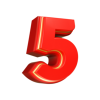 3d render red number png