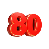 3d render red number png