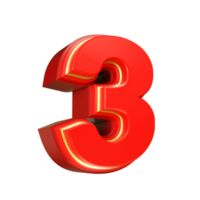 3d rendere rosso numero png
