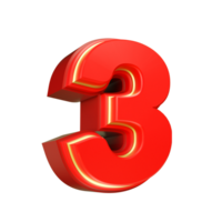 3d render red number png