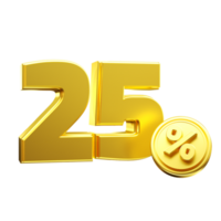 3d render gold percent png