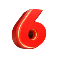 3d render red number png