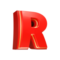 3d render red letter png