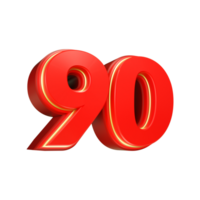 3d render red number png