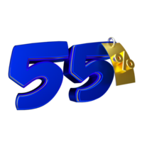 3d render number blue percent png