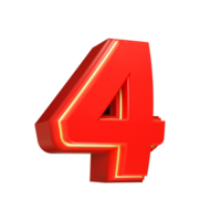 3d render red number png