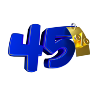 3d render number blue percent png