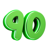 3d render green number png