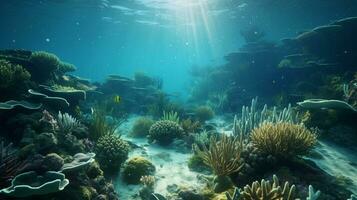 Dazzling coral reef teeming with marine life AI Generated photo