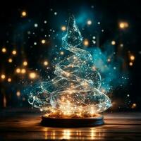 Abstract Christmas tree with blurred shiny lights and decorations - AI generated image photo