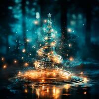 resumen Navidad árbol con borroso brillante luces y decoraciones - ai generado imagen foto