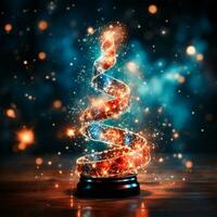 Abstract Christmas tree with blurred shiny lights and decorations - AI generated image photo