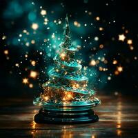 Abstract Christmas tree with blurred shiny lights and decorations - AI generated image photo