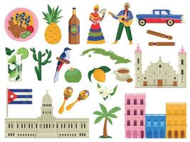 Cuba Flat Set vector