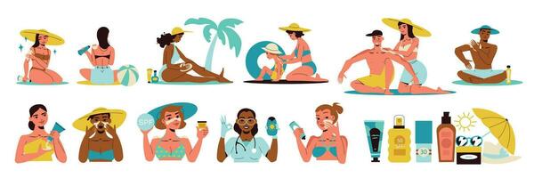 Sunblock Icons Set vector