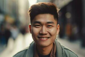 Asian man smiling. Generate Ai photo