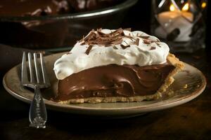 Chocolate cream pie. Generate Ai photo