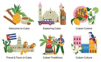 Cuba composiciones conjunto vector