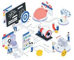 Neuromarketing Isometric Flowchart vector