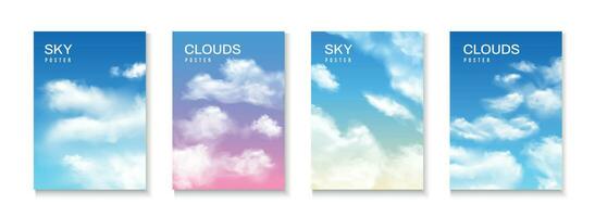 Sky Clouds Poster Set vector