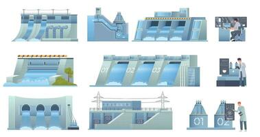 Hydro Stations Set vector