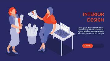 Interior Designer Isometric Banner vector