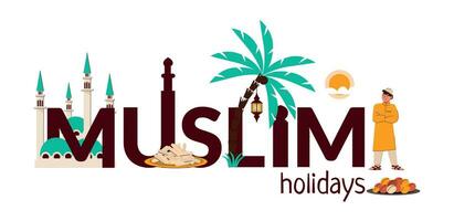 Muslim Holidays Text Composition vector