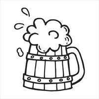 vector drawing of a beer mug in doodle style on the Octoberfest theme. cute simple drawings with beer, sausages, beer festival in October