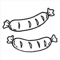 vector drawing of a sausage in doodle style on the Octoberfest theme. cute simple drawings with beer, sausages, beer festival in October