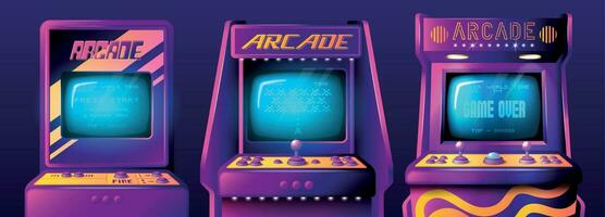 Realistic Arcade Machines Set vector