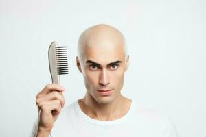 Hair loss young man medical loss concept. Generate Ai photo
