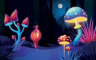 Magic Mushrooms Background vector