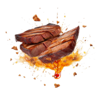 AI Generated Grill Beef, Pork Chops steaks, realistic 3d brisket flying in the air, grilled meat collection, ultra realistic, icon, detailed, angle view food photo, steak composition png