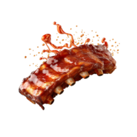 AI Generated Grill pork beef ribs, realistic 3d ribs with honey, grilled meat collection, ultra realistic, icon, detailed, angle view food photo, ribs composition png