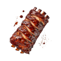 AI Generated Grill Brisket Set, realistic 3d brisket flying in the air, grilled meat collection, ultra realistic, icon, detailed, angle view food photo, brisket composition png