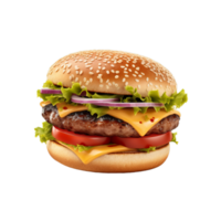 AI Generated Grill burger set, realistic 3d burgers falling in the air, grilled meat collection, ultra realistic, icon, falling, flying, detailed, angle view food photo, burger composition png