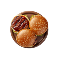 AI Generated Grill burger set, realistic 3d burgers falling in the air, grilled meat collection, ultra realistic, icon, falling, flying, detailed, angle view food photo, burger composition png