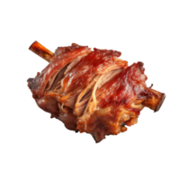 AI Generated Grill Pulled Pork BBQ, realistic 3d brisket flying in the air, grilled meat collection, ultra realistic, icon, detailed, angle view food photo, steak composition png