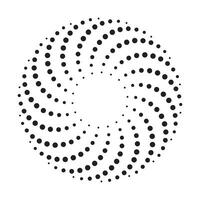 Dotted spiral vortex design element, vector illustration.