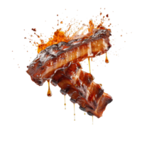 AI Generated Grill pork beef ribs, realistic 3d ribs with honey, grilled meat collection, ultra realistic, icon, detailed, angle view food photo, ribs composition png