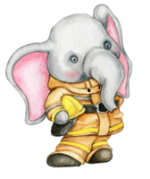 aguarela fogo elefante dentro amarelo uniforme. png