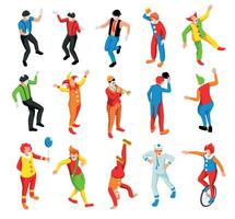 Clowns Isometric Set vector