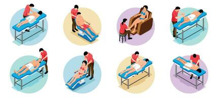 Isometric Massage Round Compositions vector