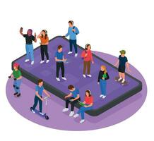 Teenagers Isometric Concept vector